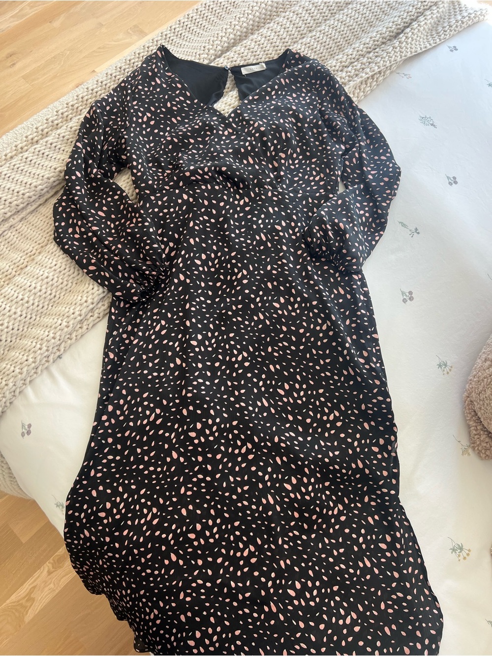 Women’s Black Dress with Pink Dot Print